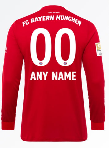 Bayern Munich Custom 19/20 Long Sleeve Home Jersey