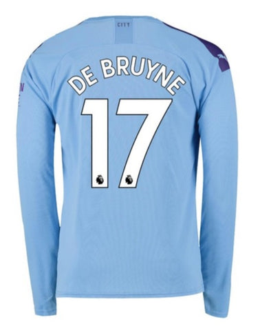 Kevin De Bruyne Manchester City Long Sleeve 19/20 Home Jersey