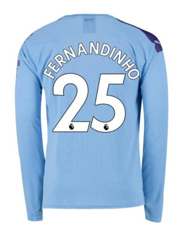 Fernandinho Manchester City Long Sleeve 19/20 Home Jersey