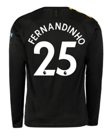 Fernandinho Manchester City Long Sleeve 19/20 Away Jersey