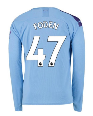 Phil Foden Manchester City Long Sleeve 19/20 Home Jersey