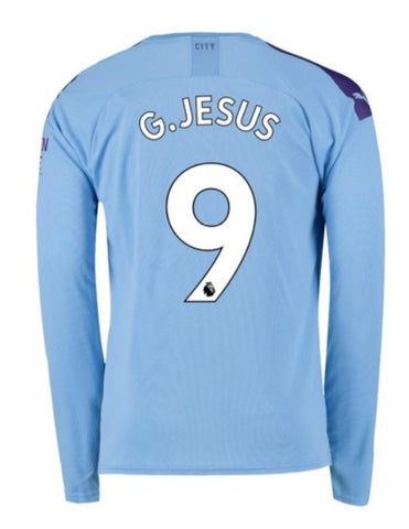 Gabriel Jesus Manchester City Long Sleeve 19/20 Home Jersey