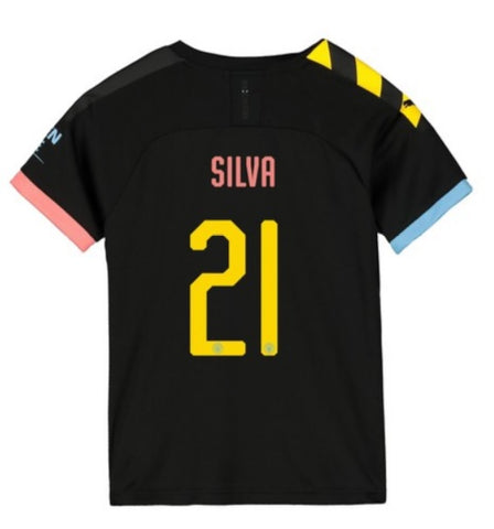 David Silva Manchester City Youth 19/20 Club Font Away Jersey