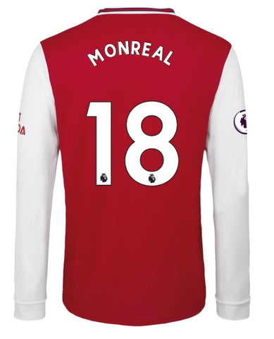 Nacho Monreal Arsenal Long Sleeve 19/20 Home Jersey