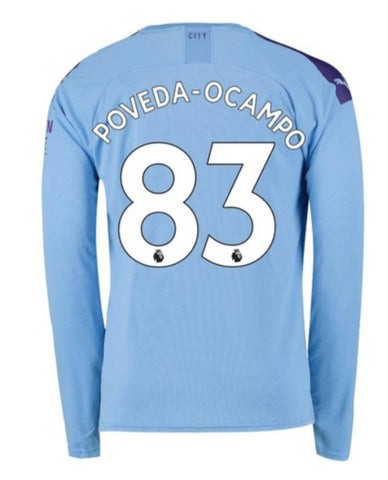 Ian Poveda Manchester City Long Sleeve 19/20 Home Jersey