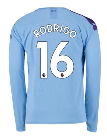 Rodrigo Hernandez Manchester City Long Sleeve 19/20 Home Jersey
