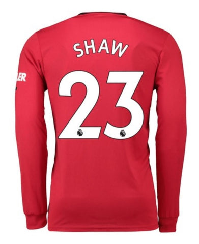 Luke Shaw Manchester United 19/20 Long Sleeve Home Jersey