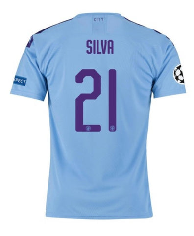 David Silva Manchester City UEFA 19/20 Home Jersey