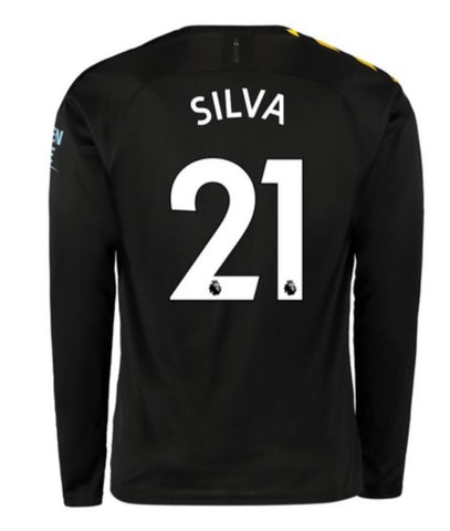 David Silva Manchester City Long Sleeve 19/20 Away Jersey