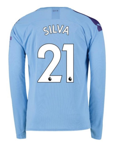 David Silva Manchester City Long Sleeve 19/20 Home Jersey