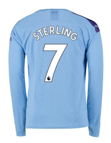 Raheem Sterling Manchester City Long Sleeve 19/20 Home Jersey