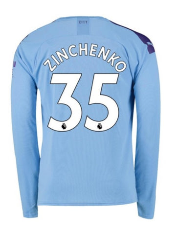 Oleksandr Zinchenko Manchester City Long Sleeve 19/20 Home Jersey